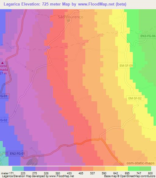 Lagarica,Cape Verde Elevation Map