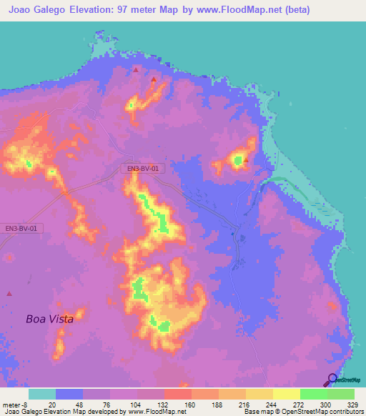 Joao Galego,Cape Verde Elevation Map