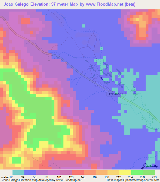 Joao Galego,Cape Verde Elevation Map