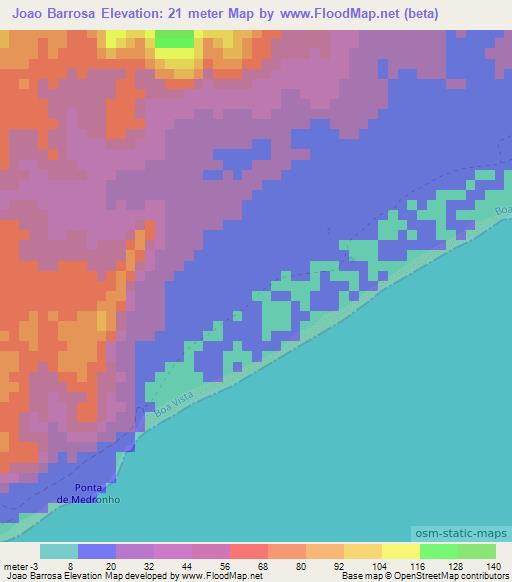 Joao Barrosa,Cape Verde Elevation Map