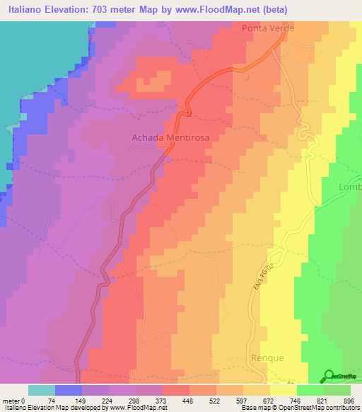 Italiano,Cape Verde Elevation Map