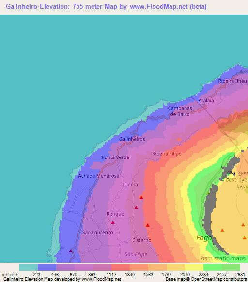 Galinheiro,Cape Verde Elevation Map