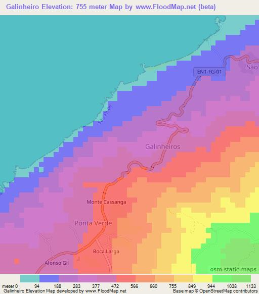 Galinheiro,Cape Verde Elevation Map