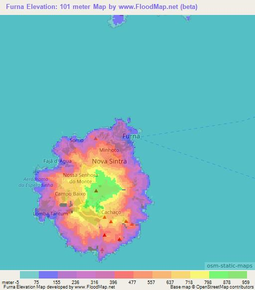 Furna,Cape Verde Elevation Map