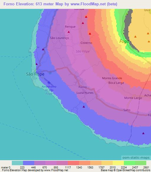 Forno,Cape Verde Elevation Map