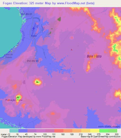 Fogao,Cape Verde Elevation Map