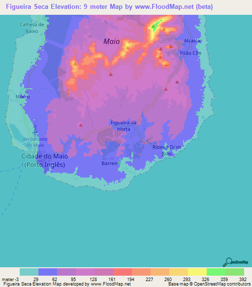 Figueira Seca,Cape Verde Elevation Map