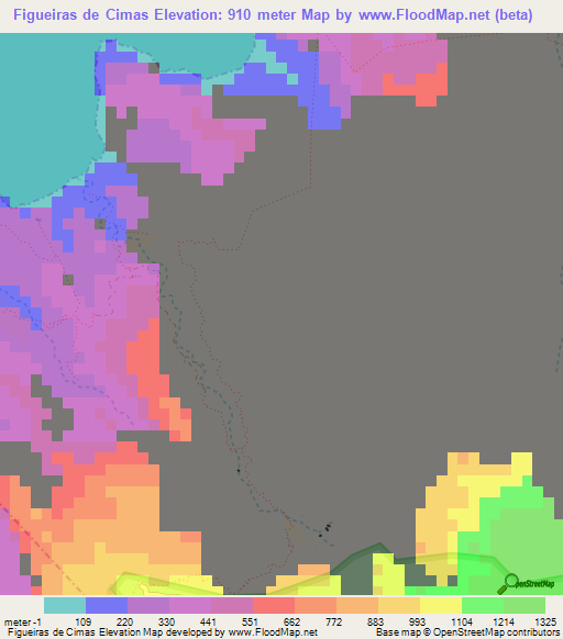 Figueiras de Cimas,Cape Verde Elevation Map