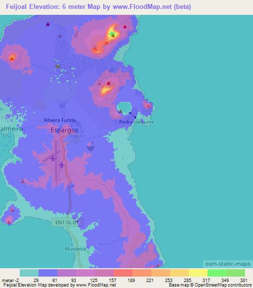 Feijoal,Cape Verde Elevation Map