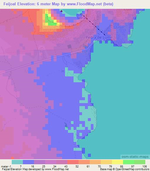 Feijoal,Cape Verde Elevation Map