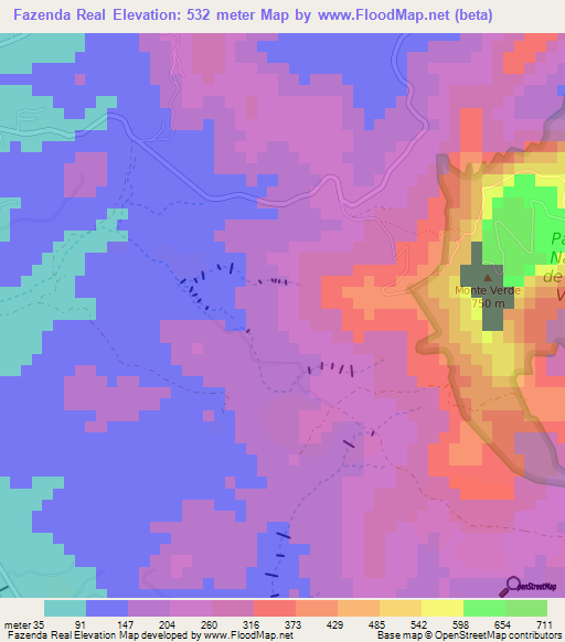 Fazenda Real,Cape Verde Elevation Map