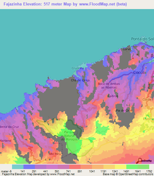 Fajazinha,Cape Verde Elevation Map