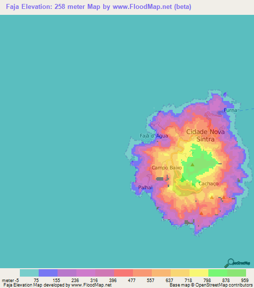 Faja,Cape Verde Elevation Map