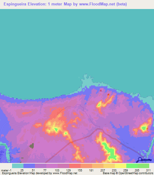 Espingueira,Cape Verde Elevation Map