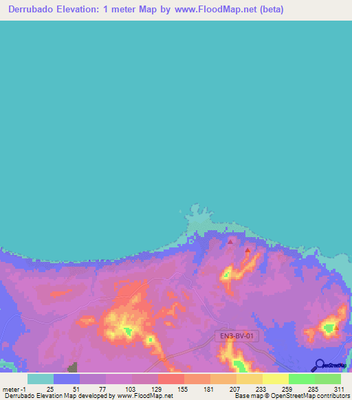 Derrubado,Cape Verde Elevation Map