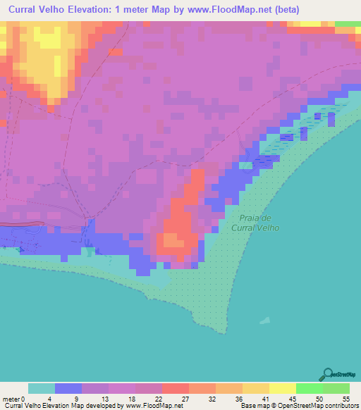 Curral Velho,Cape Verde Elevation Map