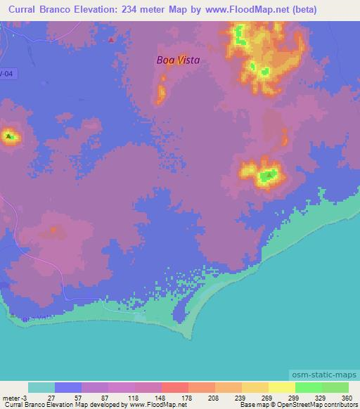 Curral Branco,Cape Verde Elevation Map