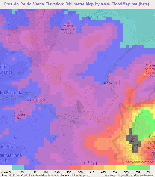 Cruz do Pe do Verde,Cape Verde Elevation Map