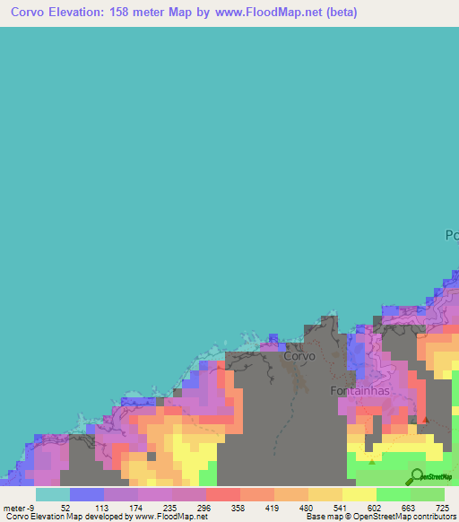 Corvo,Cape Verde Elevation Map