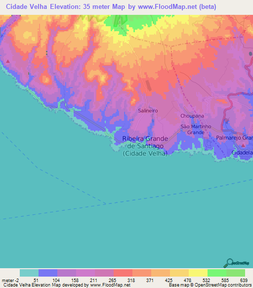 Cidade Velha,Cape Verde Elevation Map