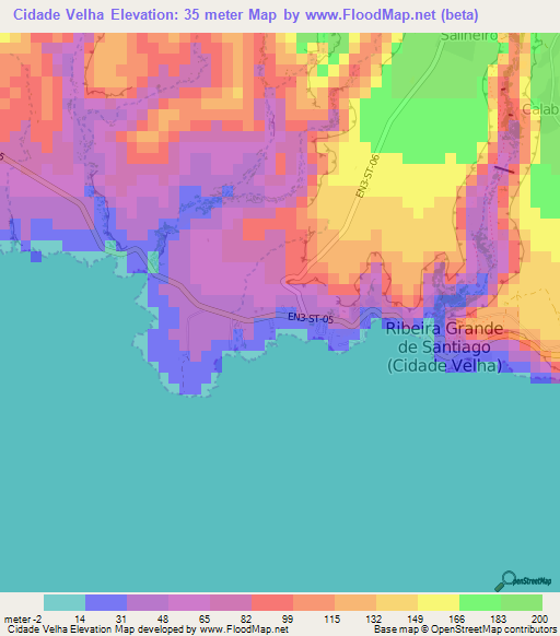 Cidade Velha,Cape Verde Elevation Map