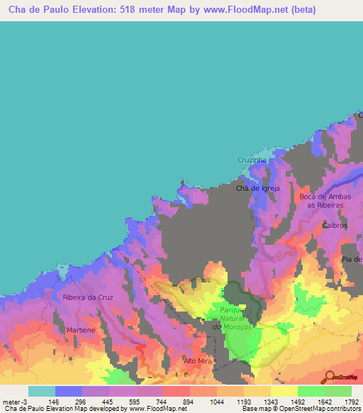 Cha de Paulo,Cape Verde Elevation Map