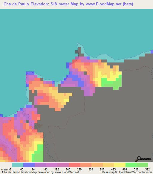 Cha de Paulo,Cape Verde Elevation Map