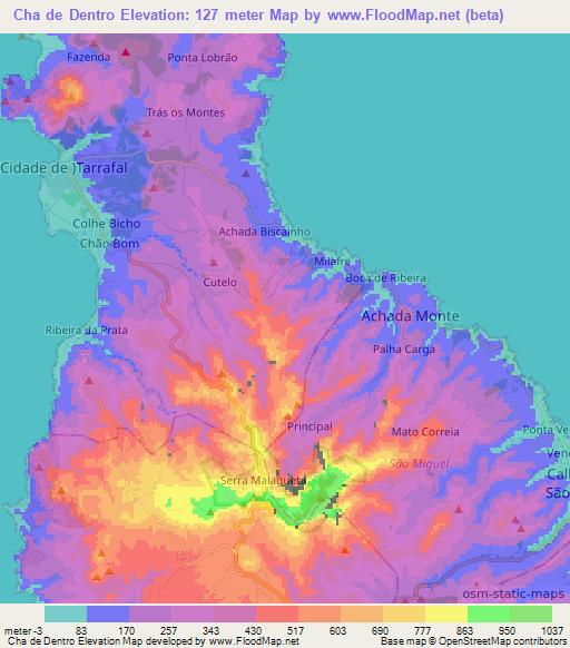 Cha de Dentro,Cape Verde Elevation Map