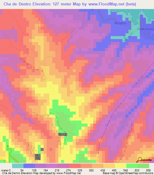 Cha de Dentro,Cape Verde Elevation Map