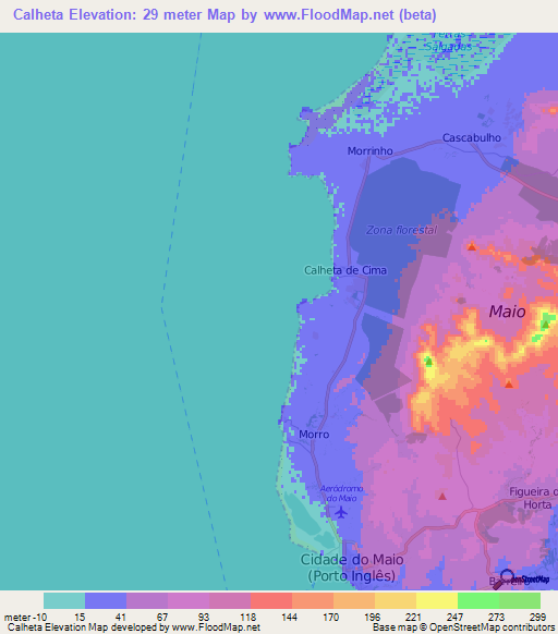 Calheta,Cape Verde Elevation Map