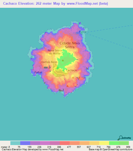 Cachaco,Cape Verde Elevation Map