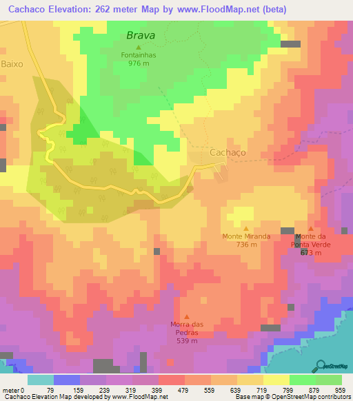 Cachaco,Cape Verde Elevation Map