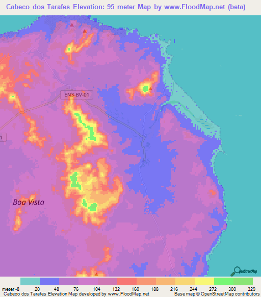 Cabeco dos Tarafes,Cape Verde Elevation Map