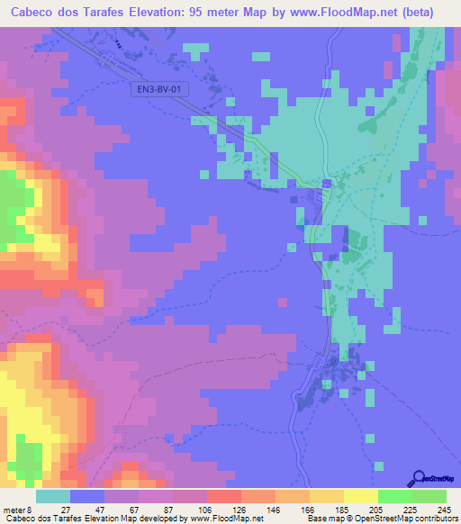 Cabeco dos Tarafes,Cape Verde Elevation Map