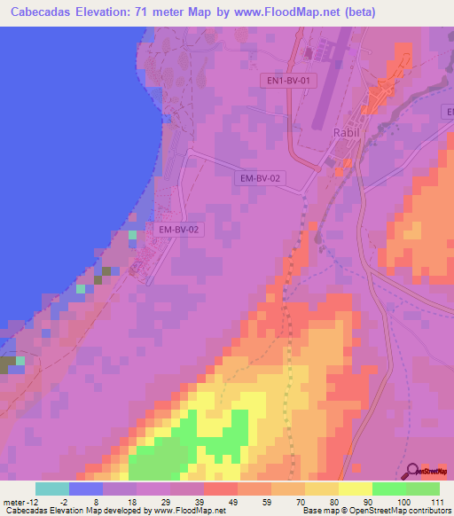 Cabecadas,Cape Verde Elevation Map