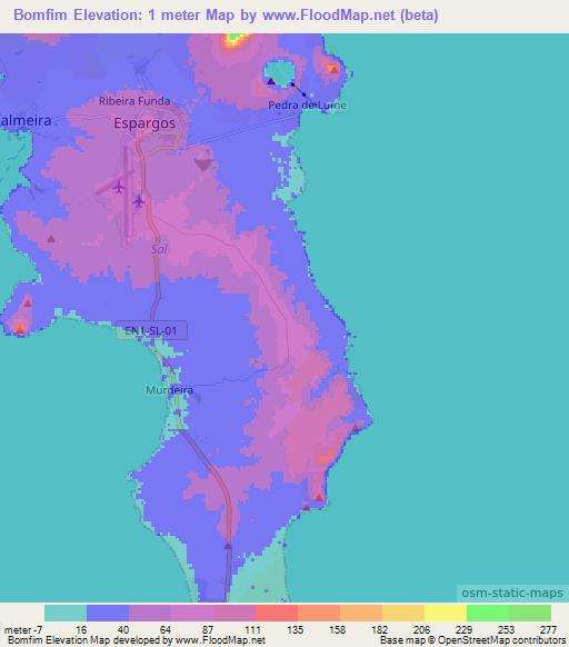 Bomfim,Cape Verde Elevation Map