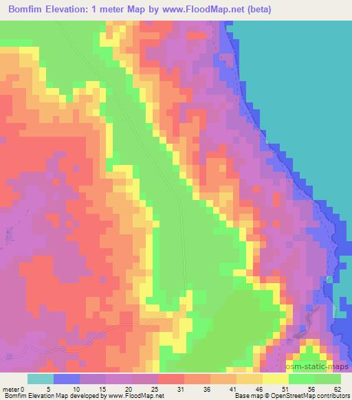 Bomfim,Cape Verde Elevation Map