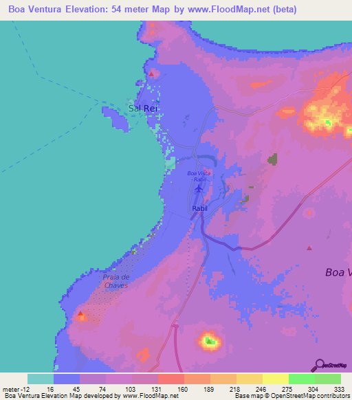 Boa Ventura,Cape Verde Elevation Map