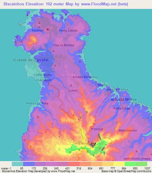 Biscainhos,Cape Verde Elevation Map