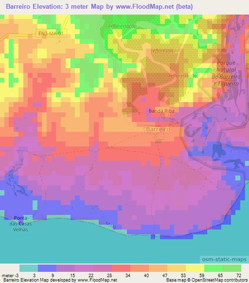 Barreiro,Cape Verde Elevation Map