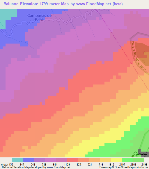 Baluarte,Cape Verde Elevation Map