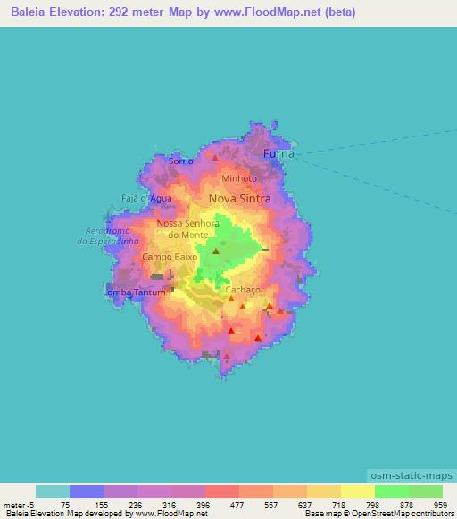 Baleia,Cape Verde Elevation Map