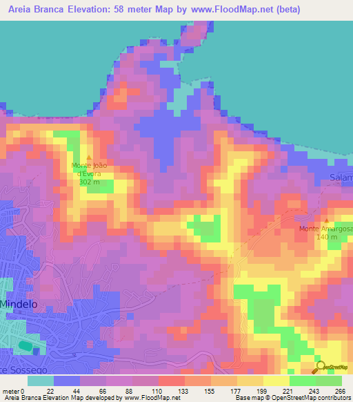 Areia Branca,Cape Verde Elevation Map