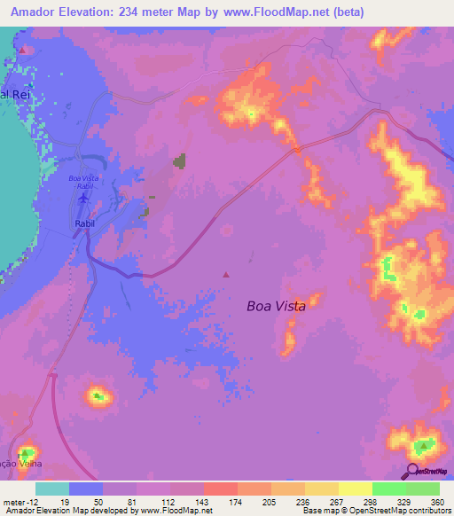 Amador,Cape Verde Elevation Map