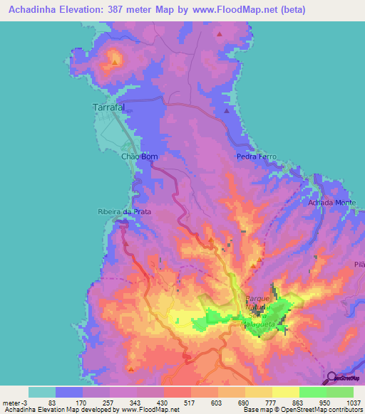 Achadinha,Cape Verde Elevation Map