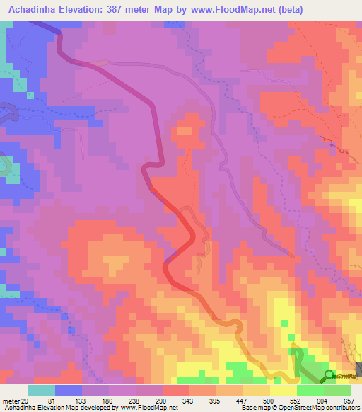 Achadinha,Cape Verde Elevation Map