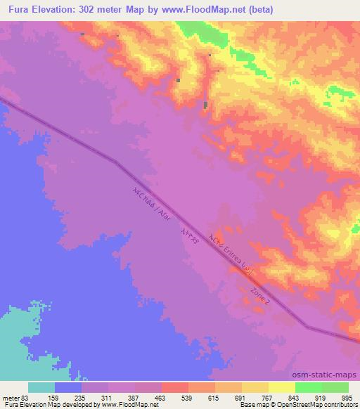 Fura,Eritrea Elevation Map