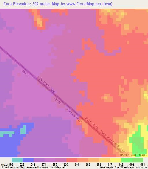 Fura,Eritrea Elevation Map
