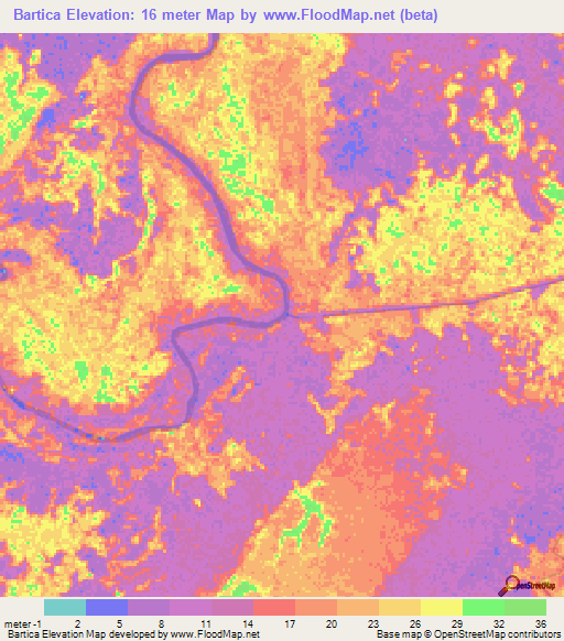 Bartica,Guyana Elevation Map