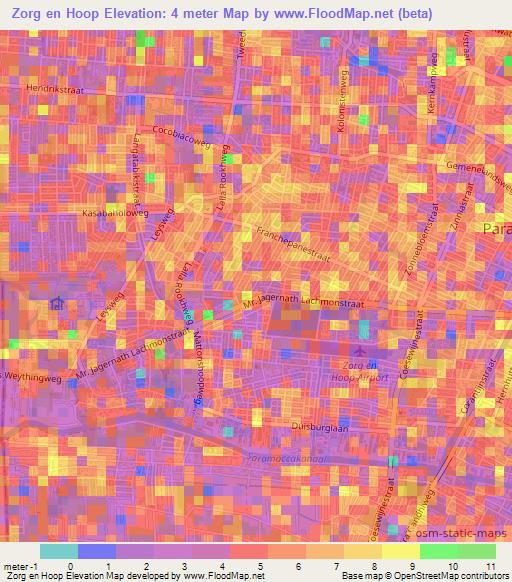 Zorg en Hoop,Suriname Elevation Map